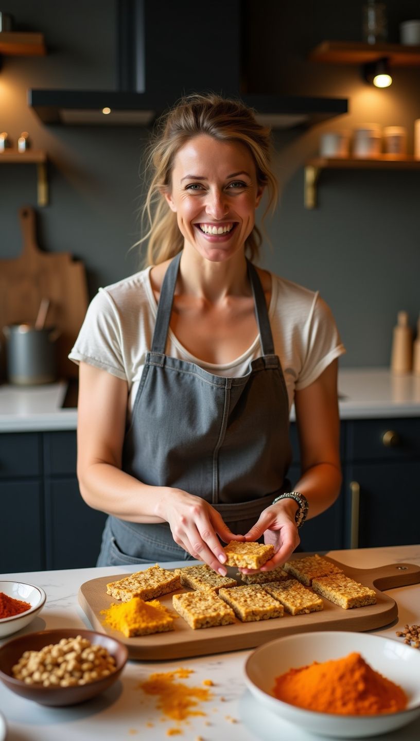 Εικόνα αθλητών που γυμνάζονται με σνακ κουρκουμά στο χέρι.